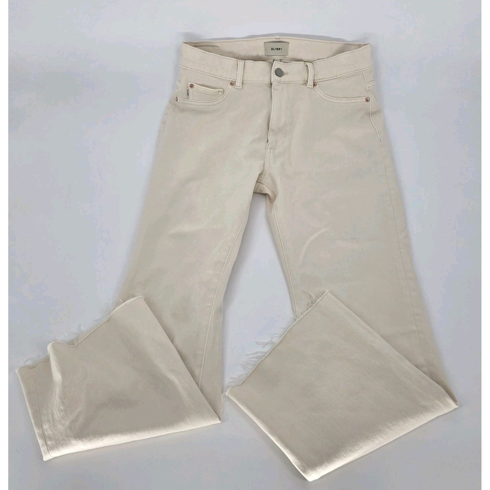 DL 1961 Bridget Boot Jeans Womens 30 Unhemmed 27" Cream Stretch High-Rise